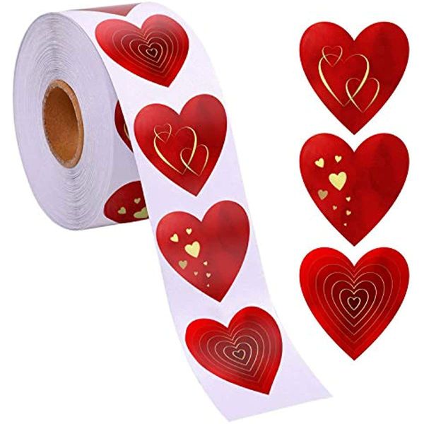 500 pièces rouleau-pack 1 pouce rouleau pack merci amour autocollants vacances décoration cadeau série autocollant autocollant étiquette en forme de coeur