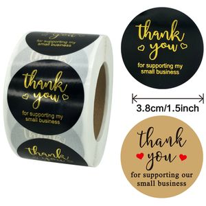 500 stks/rol 'Bedankt voor het Ondersteunen van Mijn Kleine Bedrijf' Stickers voor Verpakking Verzending 1.5 Inch Ronde Seal Labels 1XBJK2102