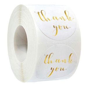 Rollo de 500 Uds. De etiquetas adhesivas redondas de papel de agradecimiento de 1 pulgada para paquete, bolsa, papelería, caja de regalo para hornear, decoración