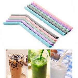 500pcs paille à boire en silicone multicolore pailles réutilisables pliées droites tube d'accessoires de bar à la maison