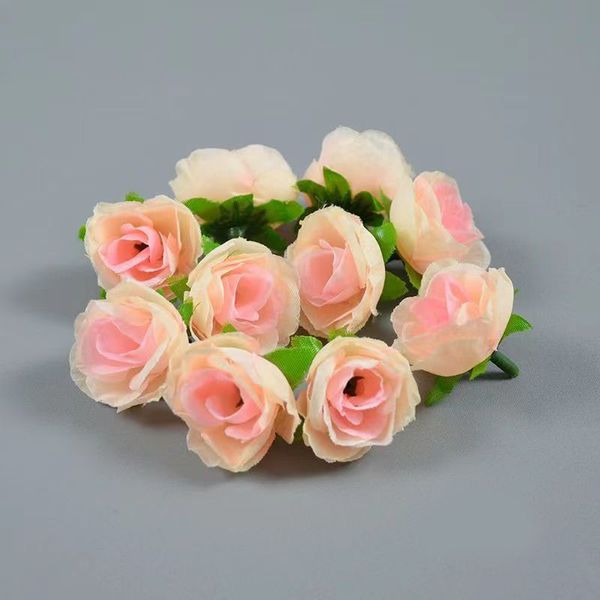 500 Uds 3cm flor de seda rosas cabezas plantas Navidad boda decoración del hogar Diy regalo caja de dulces flores artificiales para Decoración