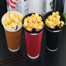 500 stks snack bekerhouder creatief gefrituurde kip friet popcorn cups houder wegwerp koude drink melk thee plastic dienblad