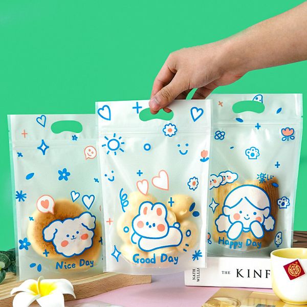 500 pièces flocon de neige croustillant sac d'emballage cuisson biscuits bonbons mignon dessin animé sac à main collations sous-emballé sacs auto-scellés