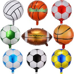 500 Uds. Tema del Super Bowl globo de fútbol de 18 pulgadas globo de baloncesto deportes globo de película de aluminio decoración de artículos deportivos de béisbol