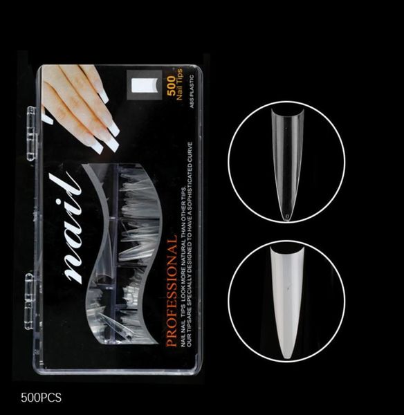 500PCS Super Long Tip 4mm Sharp Stiletto Faux ongles Conseils Forme plate pour acrylique UV Gel manucure Salon Faux ongles Clair Naturel5893507