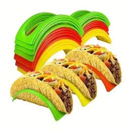 500 stks tortilla roll stand kleurrijke taco shell plastic houder sandwich broodbrood display standaard platen houder keukenbenodigdheden