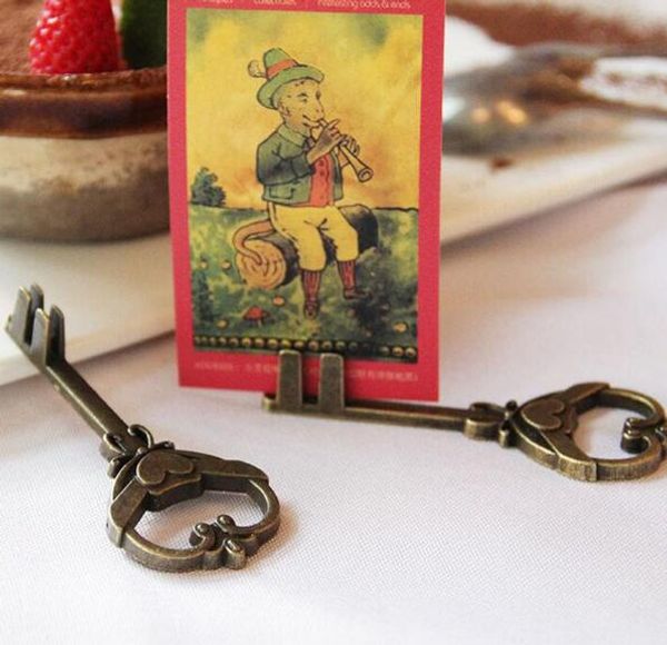 Porte-cartes Vintage en forme de clé, 500 pièces, porte-cartes, numéro, nom, Table, Photo, Clip, support de carte, réception de fête de mariage