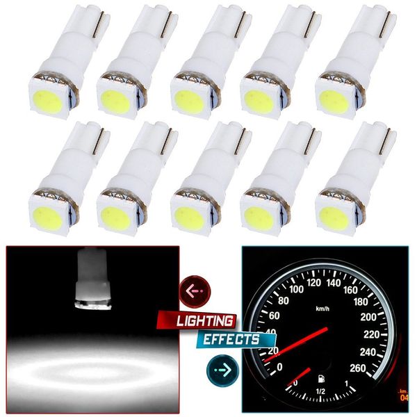 500 Uds. Blanco 6000K T5 SMD 5050 tablero indicador clúster instrumento Led AC cuña coche LED bombilla lámpara 37 73 74 79 reemplazo 12V