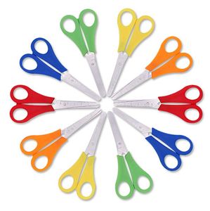 500 stks Groothandel Plastic Kinderen Cutter Kids Veiligheidsschaar DIY Schaal Ruler Scissor Child Stationery Office Student Slears