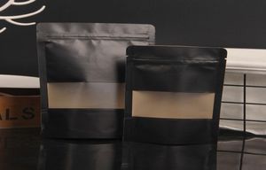 500pcslot Black Kraft Paper Fender Window Sac Stand Up Snack Cookie Coffee Emballage Packing Bag Ordin