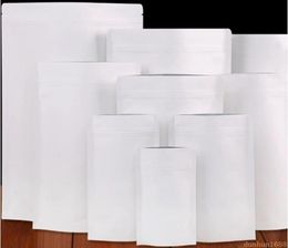 500pcslot White Kraft Paper Mylar Doypack Bag Package Bolsas de bocadillo de comida Packaging Aluminum Bag3870071