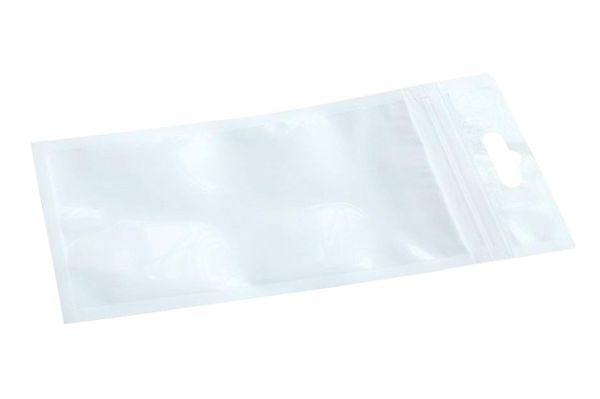 500pcslot sac d'emballage de détail en plastique blanc transparent à fermeture éclair pour câble de données chargeur de voiture accessoires de téléphone portable emballage b7379888