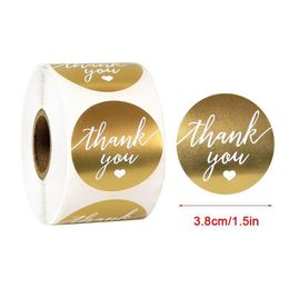 500 pcsroll 38 mm gouden folie Dankje je stickers voor zeehondenlabels