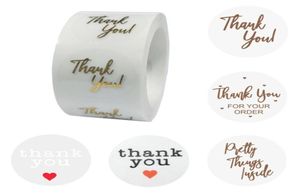 500pcsroll Ferme d'or claire MERCI Étiquettes Autocollants pour le mariage jolie carte-cadeau petite entreprise enveloppe scellant étiquette autocollant W4597142