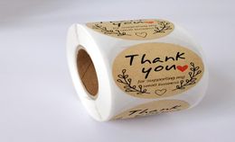 500PCSROLL AMOUR IMPRIMÉE MERCI LES ÉTABLES ADHESIVE Étiquettes 1inch Enveloppe Seal Package Couleur Couleur StickersS8955591