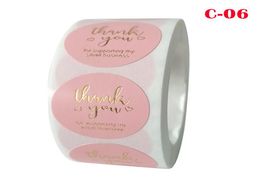 Rollo de pegatinas de agradecimiento de alta calidad, etiquetas de sellado para álbum de recortes, pegatina hecha a mano, decoración circular, papel de regalo G10, 500 unidades por rollo, 6929578