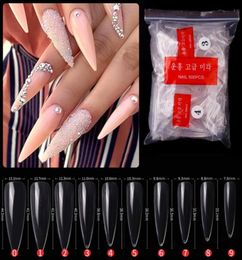 500PCSSET STILETTO Faux pointes de ongles Clearnatural Couverture complète pointues Fake Fingernails Acrylique UV Gel Polon Salon de manucure de manche Toi 2551252