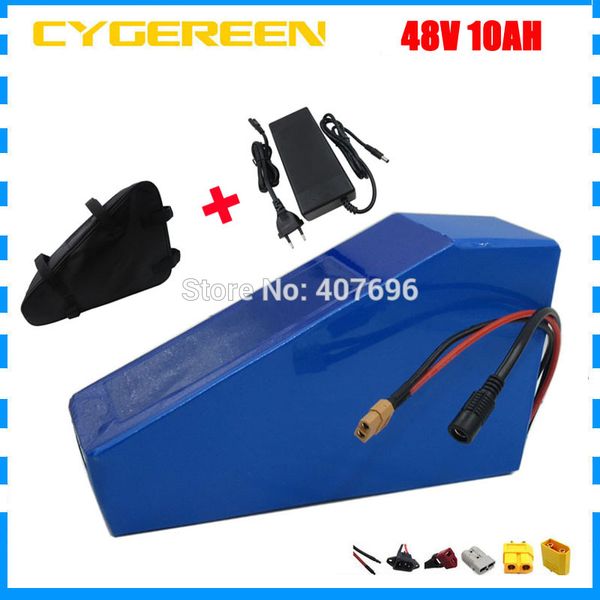 Batterie au Lithium 500W 48V 48V 10AH 11AH 13AH 15AH 17AH Triangle batterie ebike utiliser 18650 cellules avec chargeur BMS 2A avec sac