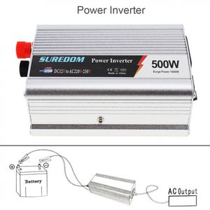 Freeshipping 500W DC 12V 24V à AC 220V 110V Onduleur de véhicule Adaptateur USB Transformateur de tension portable Chargeur de voiture Puissance de surtension 1000W