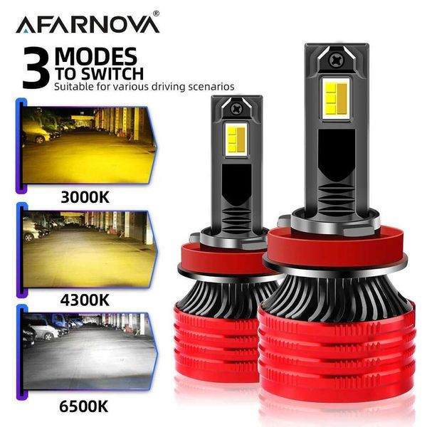 Lámpara Tricolor de alta potencia de 500W Canbus H7 faro Led H1 H4 H8 H9 H11 9005 HB3 9006 HB4 bombilla LED 4300K 5000K 6500K lámpara Turbo