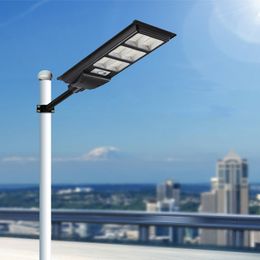 500W Solar Street Lights Outdoor LED Beveiliging overstromingsverlichting Bewegingssensor IP65 Waterdichte schemering Dawn Solar Light Lamp Remote Regel Garden Basketballen Crestech