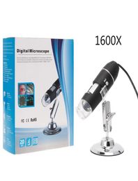 500X 1000X 1600X 8 LED digitale USB-microscoop Microscopio-vergrootglas Elektronische stereo USB-endoscoopcamera met metalen standaard7325128