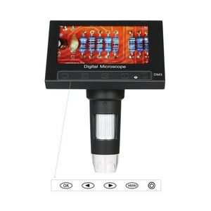 Livraison gratuite grossissement 500X 4,3 pouces affichage LED microscope portable 1080P loupe numérique LED avec support pour la réparation de circuits imprimés