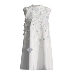 501 2024 Milan Runway Dress Spring Summer Mouwloze bemanning Nek Witte jurken Damesjurk Mode Hoge kwaliteit OULIE