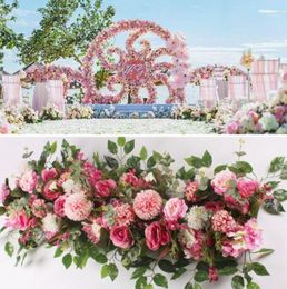 50100cm DIY Wedding Bloemwandarrangement Leveringen Silk Peonies Rose Artificial Row Decor Iron Arch Backdrop13496985