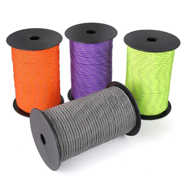 50100m multifuncional 7 núcleos reflectante 550 cuerda Paracord 4 mm Camping supervivencia Edc cuerda de paracaídas al aire libre cordón cuerda de rescate 240117