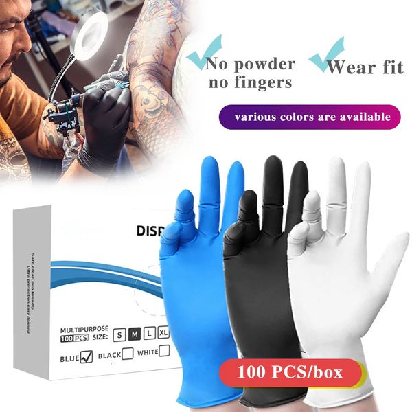 50100pcs Gants gratuits en poudre de nitrile jetable pour tatouage Nettoyage Beau Barber Alimentation Alimentation Réparation Glants Réparation outils 240419