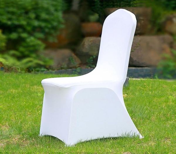 50100pcs Universal pas cher El White Chaise Cover Office Lycra Spandex Chair Covers Mariages Party Dining Christmas Event Event Decor T23097335