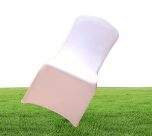 50100 pcs Universal White Stretch Polyester Lycra Chair Covers Spandex voor bruiloften feest banket el eetkantoor decoratie T6234246