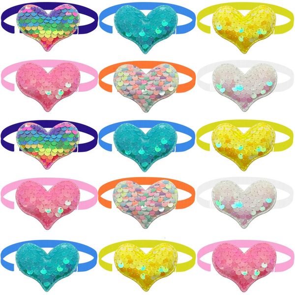 50100pcs Saint Valentin Petit Chien Chat Bowties Collier Coeur Style Bling Bow Tie Bows Accessoires Fournitures de toilettage pour animaux de compagnie 240304