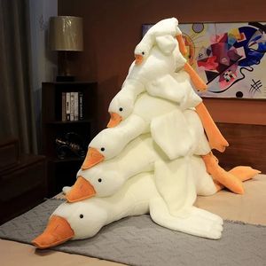 50190cm Big Big White Goose Plance Toys Kawaii Énorme coussin de sommeil de canard coussin doux Animal en peluche Poupée d'anniversaire pour les enfants 240510