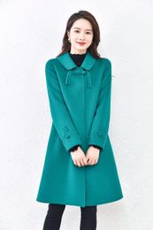 501M561 Двустороннее кашемировое пальто в китайском стиле, женское шерстяное и смесовое пальто средней длины, осенне-зимнее шерстяное пальто, прямая трубка