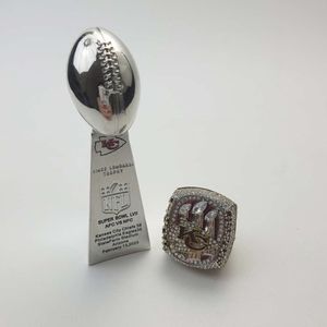 Anneaux de bande 502t Anneau de championnat Kansas Chieftain avec un ensemble d'inscription trophée du Super Bowl 10 cm JCN3