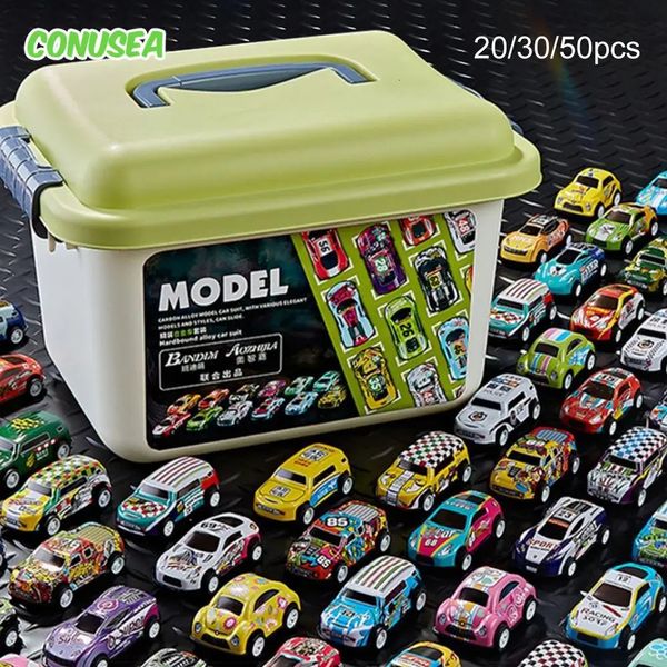 503020pcs Mini Modèle de voiture en alliage Ensemble avec boîte de rangement Diecast Car pour garçons glissant inertie véhicule Enfants Toys for Kids Gifts 240514