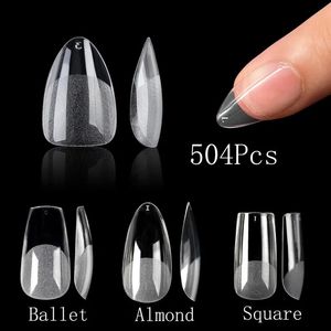 504Pcs American Gel X Capsule Système d'extension des ongles Couverture complète Doux Stiletto Court Amande Presse sur les ongles pour faux ongles sculptés 240201