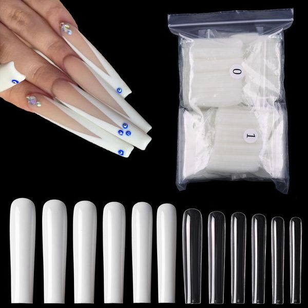 504pcs / sac XXXL No C Curve Ballerina Nail Tips Couverture complète Super Long Cercueil 3XL Acrylique Faux Ongles Art Clair Naturel Faux 220716