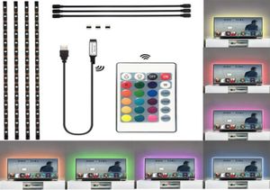 Tira de luces LED RGB USB 5050 DC 5V, tiras de luz de 30LEDM, cinta impermeable Flexible, 1M, 2M, 405m, control remoto para fondo de TV 9160045