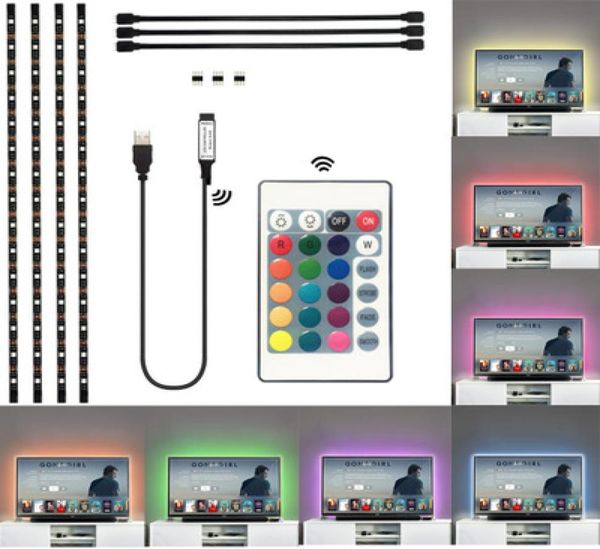 5050 DC 5V USB USB RGB LED Strips 30LEDM Light Strips Cinta impermeable flexible 1M 2M 405m Remoto para Fondo de TV1908116