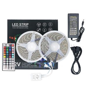 Umlight1688 10m 5m kit 5050 RGB LED tira de luz impermeable 60LED/M DC 12V kit Flexible con control remoto y alimentación