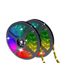 Tira de LED RGB 5050 16.4ft 30Leds/M 150 LEDs luces que cambian de color cuerda Flexible no impermeable decoraciones de iluminación crestech