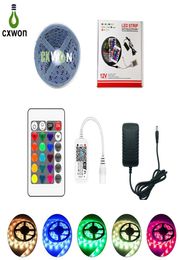 Bande LED RGB 5050, 5M, 30 ou 60 diodes, intelligente, 24 touches, contrôleur Wifi, alimentation électrique, Compatible avec Alexa, etc.9390743