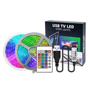 Bandes étanches IP65 SMD5050 RGB lumières led bande 30 leds/M 24Key télécommande 5V maison chambre et cuisine Decoratio usalight