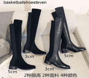 5050 Hiver printemps Nouveau cuir rond Round Talon Middle Talage noir Show Thin Thin Women039s Gnee High Knight Boots2151162