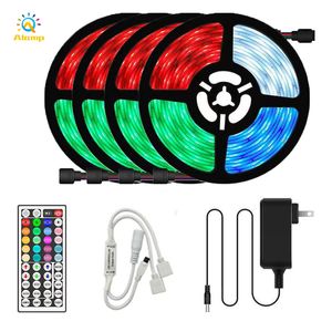 5050 Strips Volledige kit 16.5FT 65.6FT DC12V 60LEDS / M RGB LED-striplichten Dimbaar lintlicht met 44Keys Remote Adapter