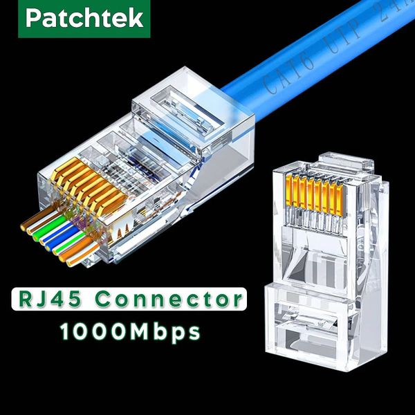 50500pcs passent à travers RJ45 CAT6CAT5E Connecteurs Crystal End Gold-plaqué 8P8C CRIMP UTP ETHERNET Network Modular Pild 240430