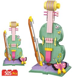 505 stks Stad Mini Viool Piano Muziekinstrument Model Bouwstenen MOC Bricks Vrienden DIY Educatief Speelgoed voor Meisjes Geschenken Q0823